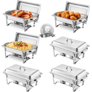 VEVOR Chafing Dish Buffet Set, 8 Qt 6 Pack, Stainless Steel Chafer with 6 Full Size Pans, Rectangle Catering Warmer Server with Lid Water Pan Stand Fuel VEVOR Chafing Dish Buffet Set, 8 Qt 6 Pack, Stainless Steel Chafer with 6 Full Size Pans, Rectangle Catering Warmer Server with Lid Water Pan Stand Fuel