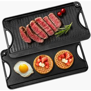 VEVOR Reversible Grill/Griddle, 20x10 inch Pre-Seasoned Cast Iron Griddle, Portable Rectangular Pan with Handle, Family Cookware for Indoor/Outdoor VEVOR Reversible Grill/Griddle, 20x10 inch Pre-Seasoned Cast Iron Griddle, Portable Rectangular Pan with Handle, Family Cookware for Indoor/Outdoor