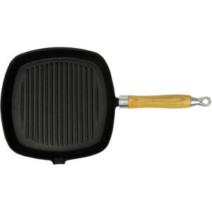Grill Pan with Wooden Handle Cast Iron 20x20 cm Vidaxl Grill Pan with Wooden Handle Cast Iron 20x20 cm Vidaxl