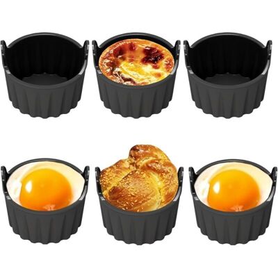 TEHTUY 6-Piece Silicone Air Fryer Mold Set, Dish for Air Fryer, Ramekins, Reusable, Accessories, for Pastries, Poached Egg Molds for Muffins, Puddings, TEHTUY 6-Piece Silicone Air Fryer Mold Set, Dish for Air Fryer, Ramekins, Reusable, Accessories, for Pastries, Poached Egg Molds for Muffins, Puddings,