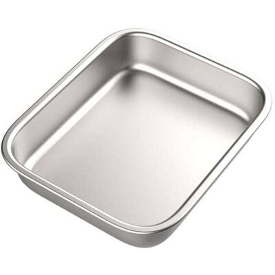 SNQ Baking tray, baking sheet, cake tin, serving dish, 20 x 27 cm - durable stainless steel - multifunctional - dishwasher safe - silver SNQ Baking tray, baking sheet, cake tin, serving dish, 20 x 27 cm - durable stainless steel - multifunctional - dishwasher safe - silver