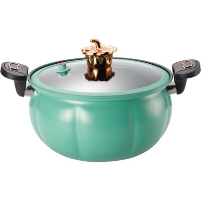 STUNACY Micro Pressure Cooker Pumpkin Non Stick Multifunctional Soup Pot Gas Stove Universal Kitchen Tool With Glass Lid Green 28cm STUNACY Micro Pressure Cooker Pumpkin Non Stick Multifunctional Soup Pot Gas Stove Universal Kitchen Tool With Glass Lid Green 28cm