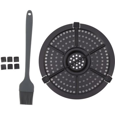 STUNACY 16cm Fryer Replacement Grill Pan Stainless Steel Fryer Grill Pan With Oil Brush For Kitchen STUNACY 16cm Fryer Replacement Grill Pan Stainless Steel Fryer Grill Pan With Oil Brush For Kitchen