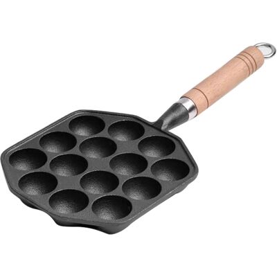STUNACY 14 Holes Takoyaki Pan Nonstick Cast Iron Octopus Meat Balls Mold Maker With Detachable Handle For Home Pancake Baking STUNACY 14 Holes Takoyaki Pan Nonstick Cast Iron Octopus Meat Balls Mold Maker With Detachable Handle For Home Pancake Baking