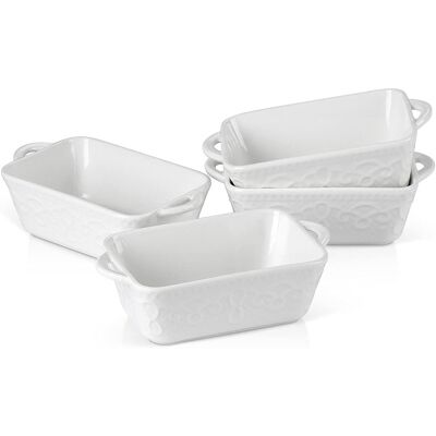 PUNNYB 8 Piece 305ml White Porcelain Baking Pans With Ceramic PUNNYB 8 Piece 305ml White Porcelain Baking Pans With Ceramic