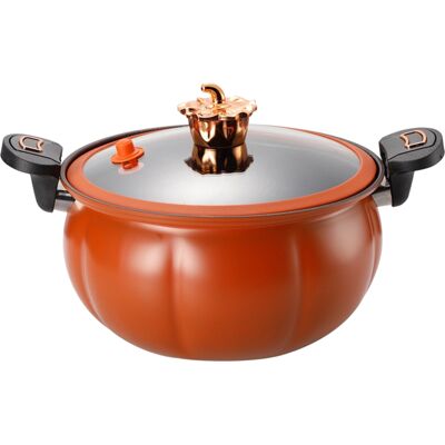 STUNACY Micro Pressure Cooker Pumpkin Non Stick Multifunctional Soup Pot Gas Stove Universal Kitchen Tool With Glass Lid Brown 28cm STUNACY Micro Pressure Cooker Pumpkin Non Stick Multifunctional Soup Pot Gas Stove Universal Kitchen Tool With Glass Lid Brown 28cm