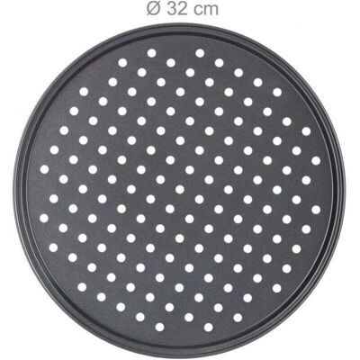 Ymyny - Pizza pan, set of 1, round, perforated, non-stick, tarte flambée, steel, mould, ∅ 32 cm, anthracite mumu Ymyny - Pizza pan, set of 1, round, perforated, non-stick, tarte flambée, steel, mould, ∅ 32 cm, anthracite mumu