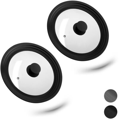 Set of 2 Relaxdays Saucepan Lids Universal, Glass Cover, Stepped Silicone Rim, Pots & Pans 22-26 cm, 5x27,5 cm, Black Set of 2 Relaxdays Saucepan Lids Universal, Glass Cover, Stepped Silicone Rim, Pots & Pans 22-26 cm, 5x27,5 cm, Black