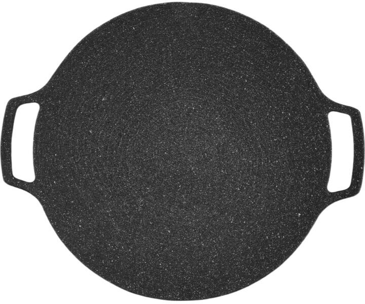 TLILY 35cm Thick Cast Iron Frying Pan Flat Pancake Griddle Non-Stick Bbq Grill Induction Cooker Open Flame Cooking Pot