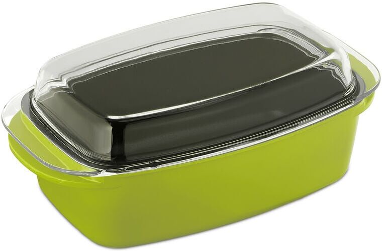 Relaxdays - Roaster with Lid, Non-stick Coated, Casserole Dish, Cast Aluminium & Glass, Dishwasher Safe, Oven Tin, Green