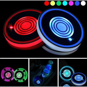 Groofoo - 2 Pcs Led Cup Holder Lights led Car Coasters 7 Colors Luminous Cup Pad usb Charging Mug Mats for Drinks Coasters Accessories Interior