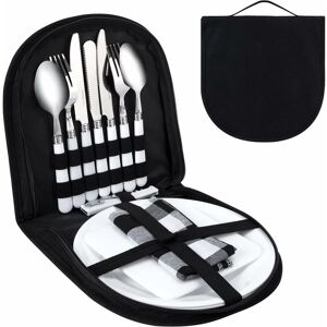 Denuotop - Camping Cutlery Set 13 Pieces Portable Stainless Steel Travel Cutlery Dinnerware Kit for 2 Person Camping and Picnic