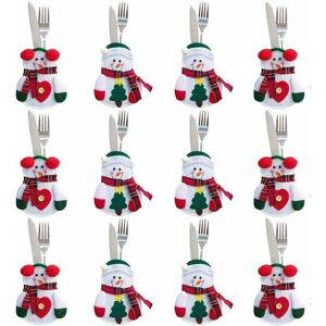 Hoopzi - Cutlery Holder Napkin Knives Fork Spoon Shaped Santa Suit Cute Tableware Christmas Table Decoration (12 pcs)