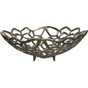 Beliani - Decorative Metal Fruit Bowl Openwork Round Dish Weathered Silver Babylon - Silver