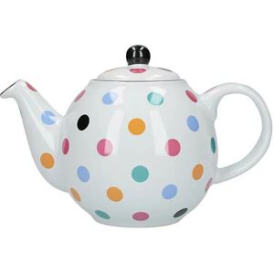 London Pottery - Globe 6 Cup Teapot White With Multi Spots