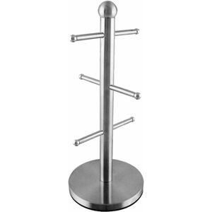 DAY PLUS Mug Tree 6 Cup Mug Tree Holder Pole Stand Stainless Steel Kitchen Storage Rack Black White Chrome 3 Color Optional Stand Set 35CM x 15CM (13.8x 5.9)