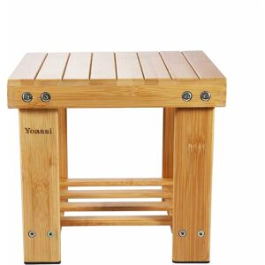 PESCE Natural Bamboo Low Stool with Storage Shelf for Kids and Adults (S)