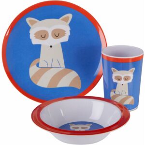 Premier Housewares - Childrens Dinner Sets Raccoon Design Dinner Plates Plastic Dinner Set Of 3 Scratch Resistant Plates Set Colored Dinner Plates
