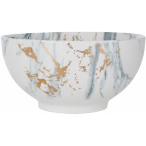 Premier Housewares - Fruit Bowls Porcelain Salad Bowl Porcelain Salad Bowl & Servers White And Grey Marble Large Salad Bowls With Metallic Detail