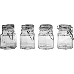 Premier Housewares - Glass and Clip Top Lids Spice Jars - Set of 4