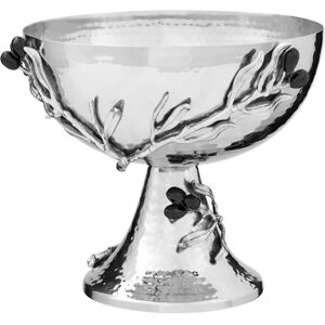 Premier Housewares Grapes Large Fruit Bowl with Pedestal Base Fancy Serving Bowl Salad Bowl Contemporary Design Silver w21 x d21 x h23 cm