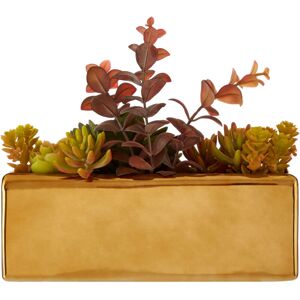 Premier Housewares - Mixed Succulents Fiori with Ceramic Gold Pot