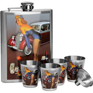 Premier Housewares - Pin-up Hip 8oz 4 Cups Flask Set