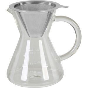 Premier Housewares - White Black Coffee Pot Stainless Steel Fancy Pot Curved Handle And Shaped Mouth For Minimal Spillage Conical Coffee and Tea Pot