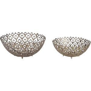 BELIANI Set of 2 Decorative Metal Bowls Openwork Round Dish Gold Baliung - Gold
