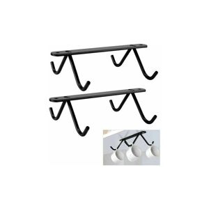 ORCHIDÉE Set of 2 Metal Cup Holders for Hanging Under Cupboard, Storage Shelf with 8 Hanging Hooks for Mugs, Coffee Cups, Beer Glasses, Kitchen Utensils