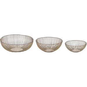 BELIANI Set of 3 Decorative Metal Bowls Openwork Round Dish Gold Garut - Gold