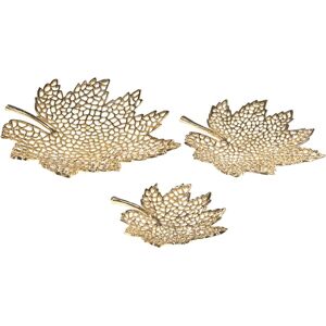 Beliani - Set of 3 Decorative Tray Dishes Aluminium Maple Leaf Shape Gold Pemali - Gold