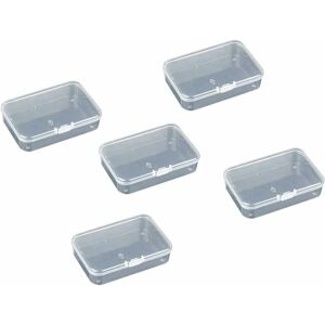 Héloise - Set of 5 Clear Plastic Square Storage Boxes with Lids, for Beads, Earplugs and Other Small Items (8.86cm)