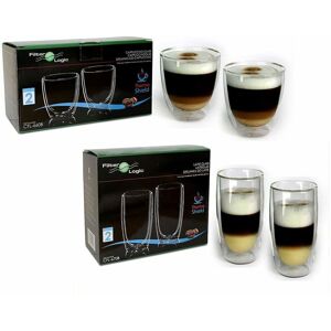 FILTERLOGIC ThermoShield Double Walled Mixed Coffee Glass Gift Set - Cappuccino and Latte Glasses