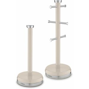 T826172CHA Belle Mug Tree and Towel Pole Set, Stainless Steel, Chantilly Cream - Tower