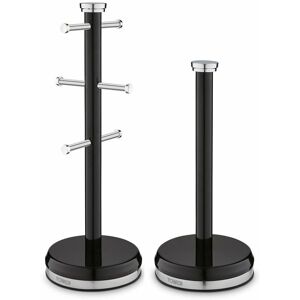 T826172NOR Belle Mug Tree and Towel Pole Set, Stainless Steel, Noir, Black - Tower