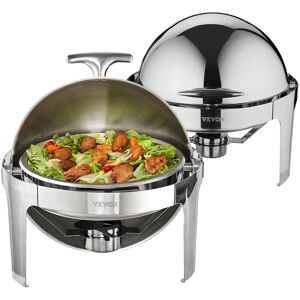 Vevor - Roll Top Chafing Dish Buffet Set, 6 Qt 2 Pack, Stainless Steel Chafer with 2 Full Size Pans, Round Catering Warmer Server with Lid Water Pan