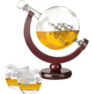 Xuigort - Whiskey Decanter Set, Globus Decanter Decanter, 850ml with Ice Stone, 2 Whiskey Glasses