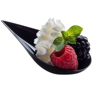 Tlily - 100 Tear Drop Mini Appetizer Plates - Dessert Tasting Spoons Plastic Spoon Bowls, Black