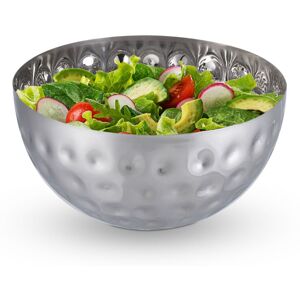 Relaxdays Set of 3 Serving Bowls, Hammered Design, Stainless Steel, Salad & Snacks, Baking & Mixing, 12.5 x 25cm, Silver