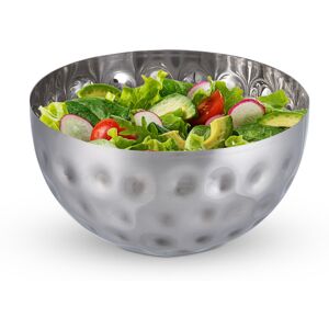 Relaxdays - Set of 4 Serving Bowls, Hammered Design, Stainless Steel, Salad & Snacks, Baking & Mixing, 10.5 x 20cm, Silver