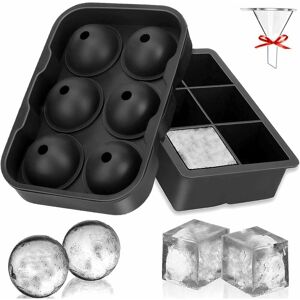 Héloise - Set of 2 Silicone Ice Cube Trays with Lid and Large Square Ice Cube Tray for Frozen Drinks, Whiskey and Cocktails, lfgb Certified and bpa