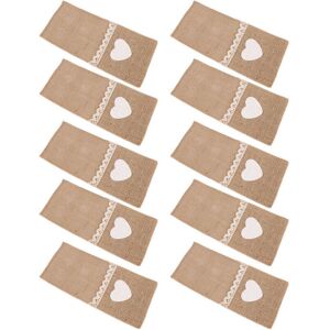 TEHTUY 10 pcs Jute lace cutlery holder burlap knife fork pocket pouch for wedding Christmas party DecorCutlery original colour with heart shape. TEHTUY 10 pcs Jute lace cutlery holder burlap knife fork pocket pouch for wedding Christmas party DecorCutlery original colour with heart shape.