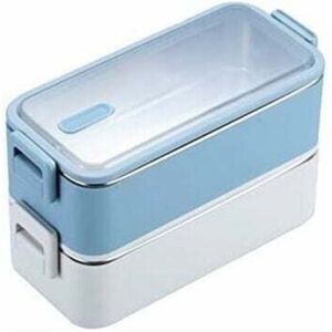 TEHTUY 1100ml Double Layer Stainless Steel Lunch Box, Microwaveable Student Lunch Box, Blue TEHTUY 1100ml Double Layer Stainless Steel Lunch Box, Microwaveable Student Lunch Box, Blue