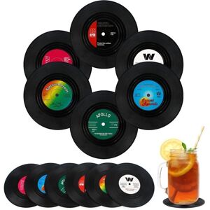 TORMATOR 12-Piece Vinyl Coasters, Retro CD Design, Non-Slip Insulating Table Mats for Protecting Hot and Cold Drinks, Coffee, Tea, Beer, and Wine Glasses TORMATOR 12-Piece Vinyl Coasters, Retro CD Design, Non-Slip Insulating Table Mats for Protecting Hot and Cold Drinks, Coffee, Tea, Beer, and Wine Glasses