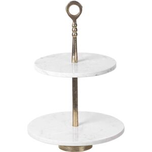 Beliani - 2-Tiered Dessert Plate Aluminium Marble Home Decoration Gold and White Tarum Beliani - 2-Tiered Dessert Plate Aluminium Marble Home Decoration Gold and White Tarum