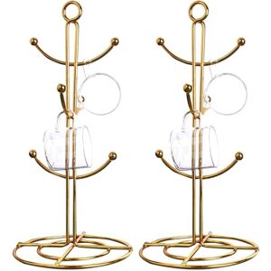 TLILY 2X Countertop Mug Tree, 6 Hook Coffee Cup Dryer Kitchen Coffee Mug Tree Countertop Tea Cups Holder Stand,Gold TLILY 2X Countertop Mug Tree, 6 Hook Coffee Cup Dryer Kitchen Coffee Mug Tree Countertop Tea Cups Holder Stand,Gold