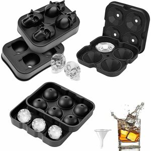 HÉLOISE 3 Piece Silicone Ice Cubes, Diamond Type, Skull Type, Six Grid Round, Ice Cube Tray Lid, for Cocktail Whiskey or Baby Food (Black) HÉLOISE 3 Piece Silicone Ice Cubes, Diamond Type, Skull Type, Six Grid Round, Ice Cube Tray Lid, for Cocktail Whiskey or Baby Food (Black)