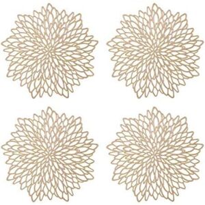 TORMATOR 38cm Round Placemat Set, 4 Pieces, Metallic Gold Round Placemat Set, Non-Slip PVC Protective Mat with Plastic Coaster Mats TORMATOR 38cm Round Placemat Set, 4 Pieces, Metallic Gold Round Placemat Set, Non-Slip PVC Protective Mat with Plastic Coaster Mats