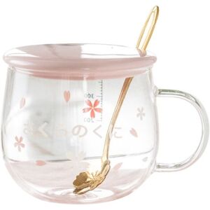 TLILY 400Ml Glass Coffee Mug Cute Transparent Heat-Resistant Water Cup with Handle Lid Spoon ,b TLILY 400Ml Glass Coffee Mug Cute Transparent Heat-Resistant Water Cup with Handle Lid Spoon ,b